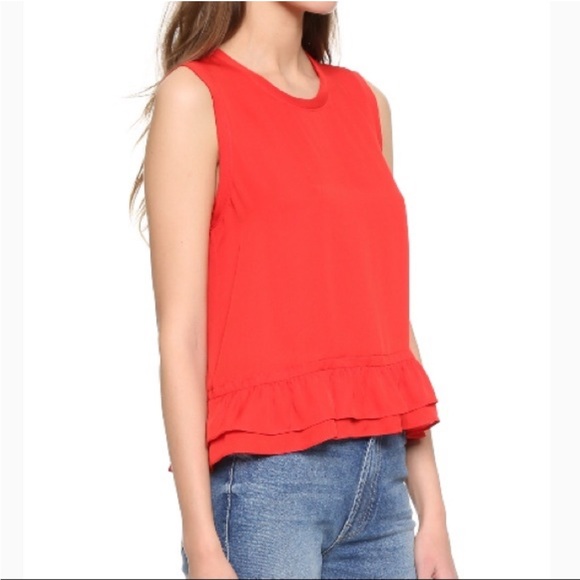 LOFT Bright Red Ruffle Tank Top - Picture 1 of 9